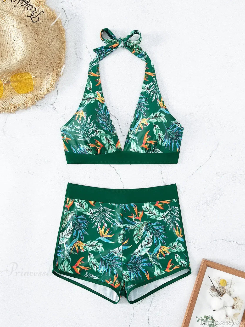 Halter Print Shorts Bikini Two Piece Set image 8