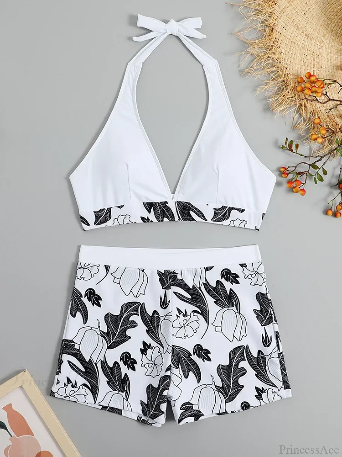 Halter Print Shorts Bikini Two Piece Set image 11