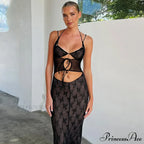 Halter Sleeveless Backless Split Maxi Dress image 2