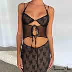 Halter Sleeveless Backless Split Maxi Dress image 1