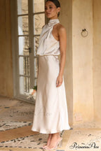 Halter Sleeveless Satin Bridesmaid Dress image 13
