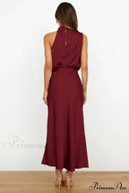 Halter Sleeveless Satin Bridesmaid Dress image 37