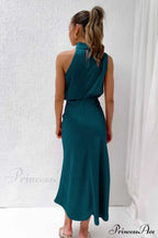 Halter Sleeveless Satin Bridesmaid Dress image 31