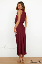 Halter Sleeveless Satin Bridesmaid Dress image 36