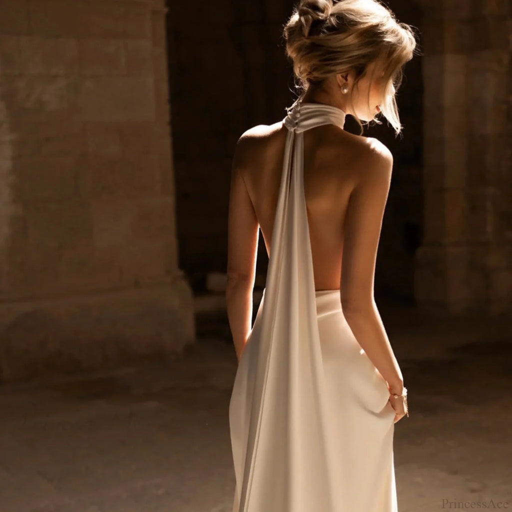 Halter Slim Tail Wedding Dress image 2