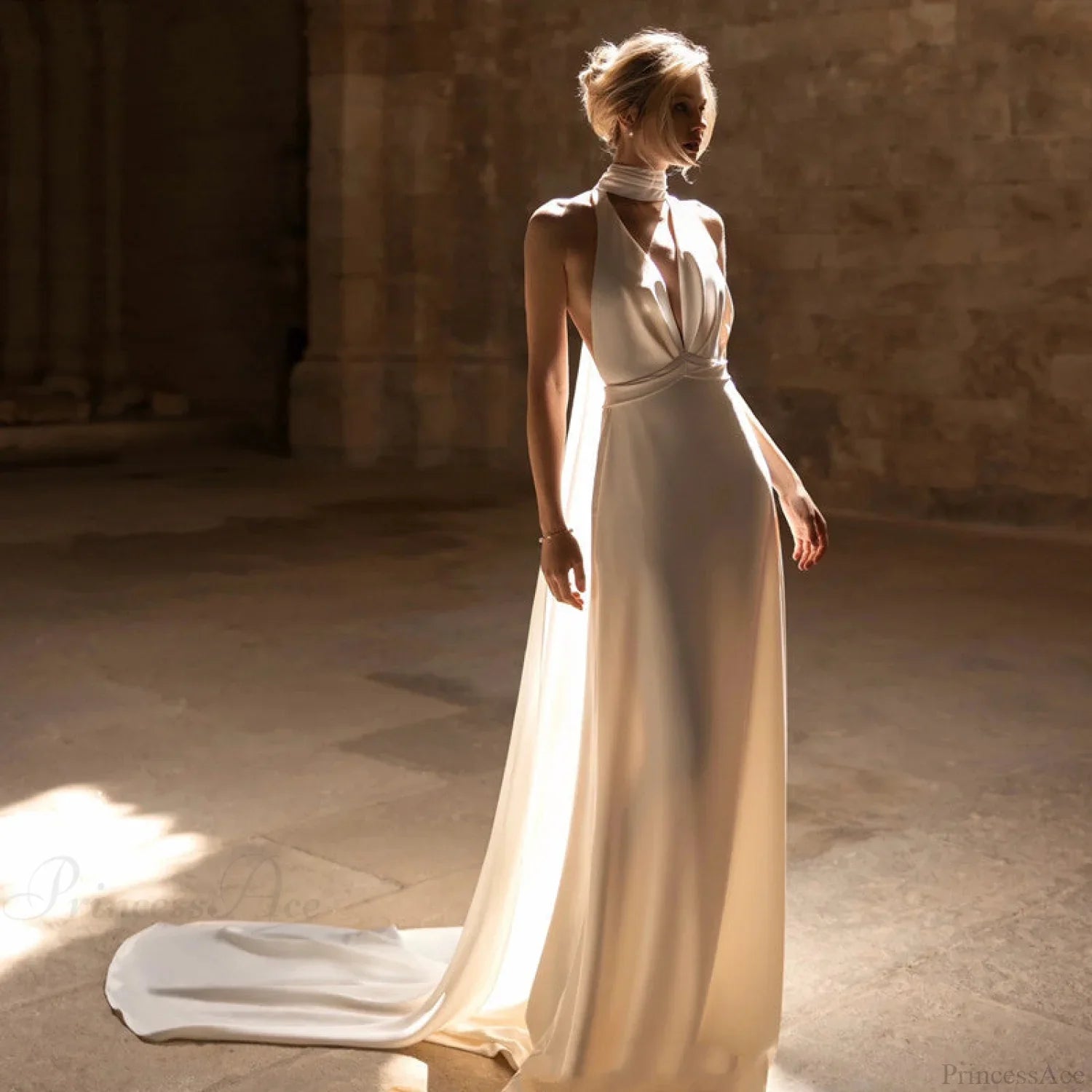 Halter Slim Tail Wedding Dress image 1