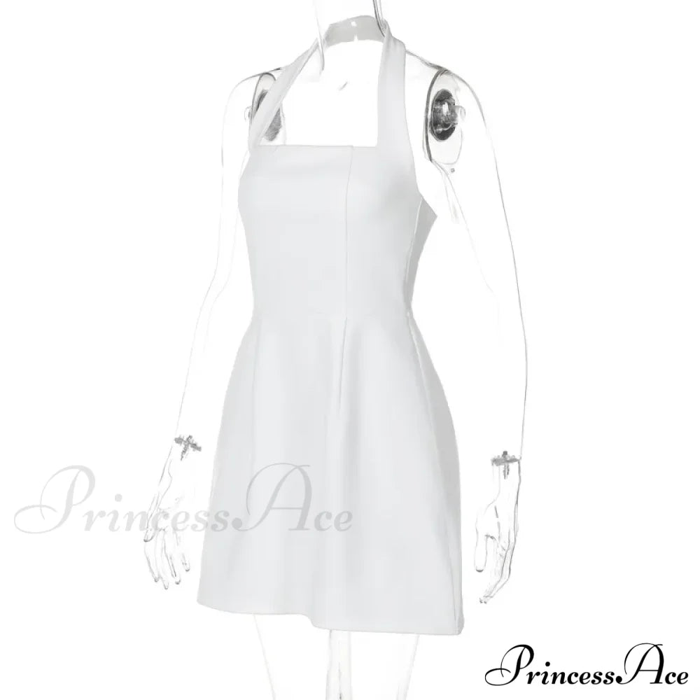 Halter Solid Stylish Mini Dress image 7