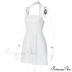Halter Solid Stylish Mini Dress image 7