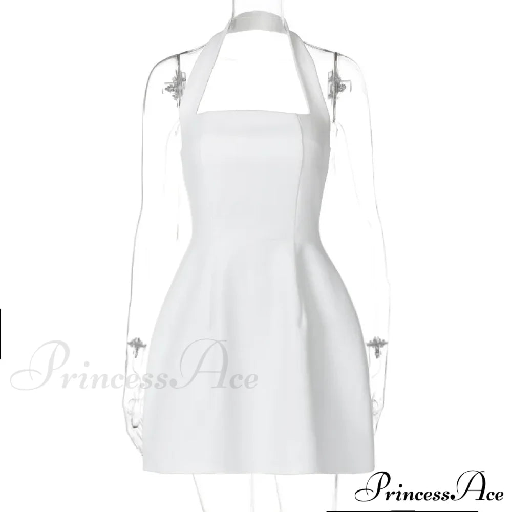 Halter Solid Stylish Mini Dress image 6