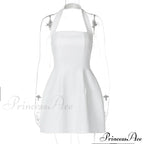 Halter Solid Stylish Mini Dress image 6