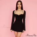 Halter Tie Graceful Mesh Patch Mini Dress image 1