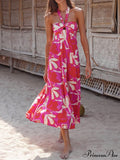 Halterneck Print Berry Charming Lotus Midi dress image 1