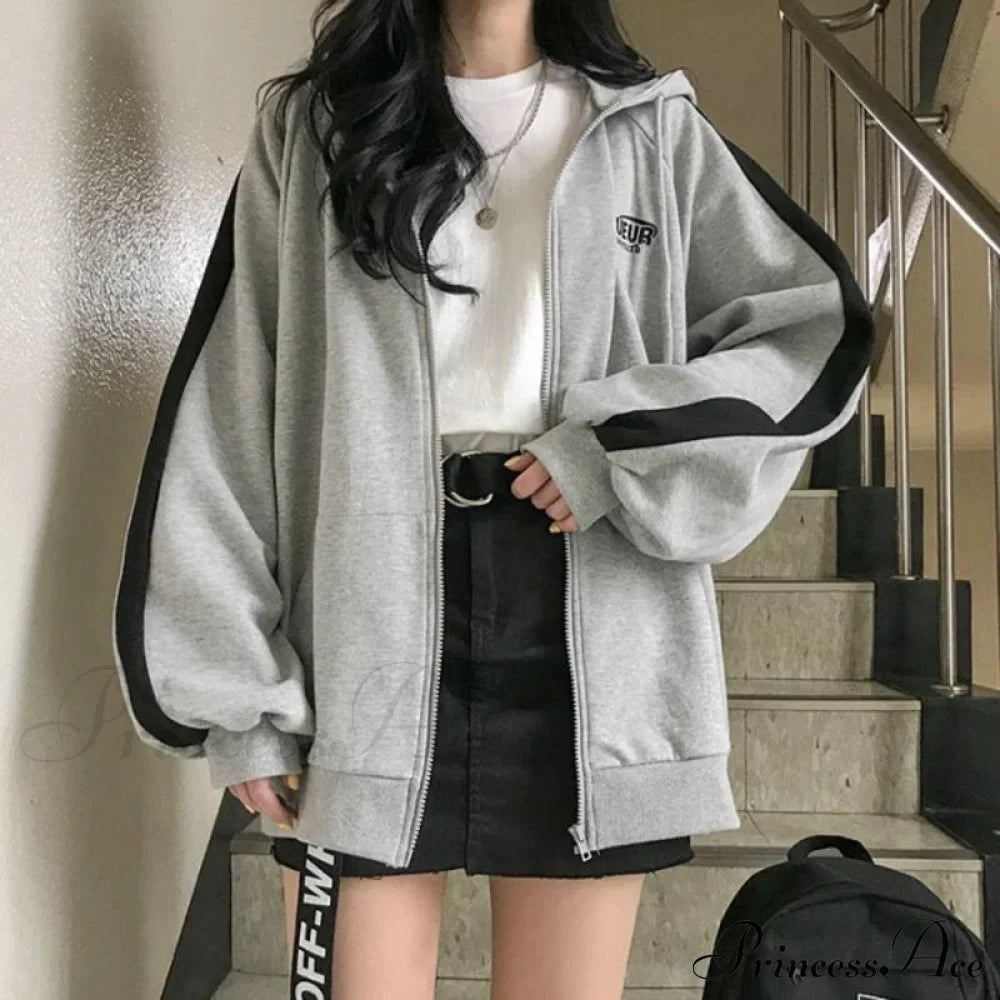 Harajuku Arm Long Hoodie Oversized - - Women's - Fit Loose - Boyfriend Style Street Casual Fleece Sweatshirt Material image 3