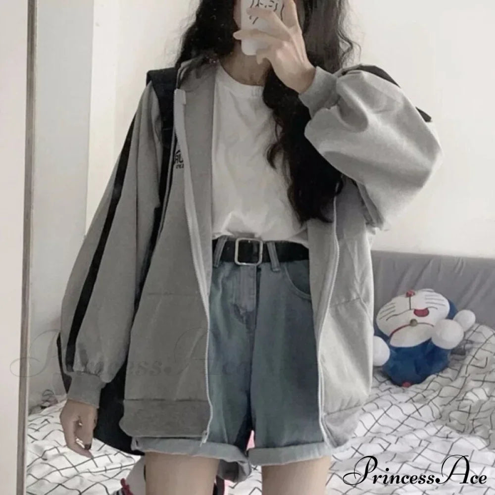 Harajuku Arm Long Hoodie Oversized - - Women's - Fit Loose - Boyfriend Style Street Casual Fleece Sweatshirt Material image 2