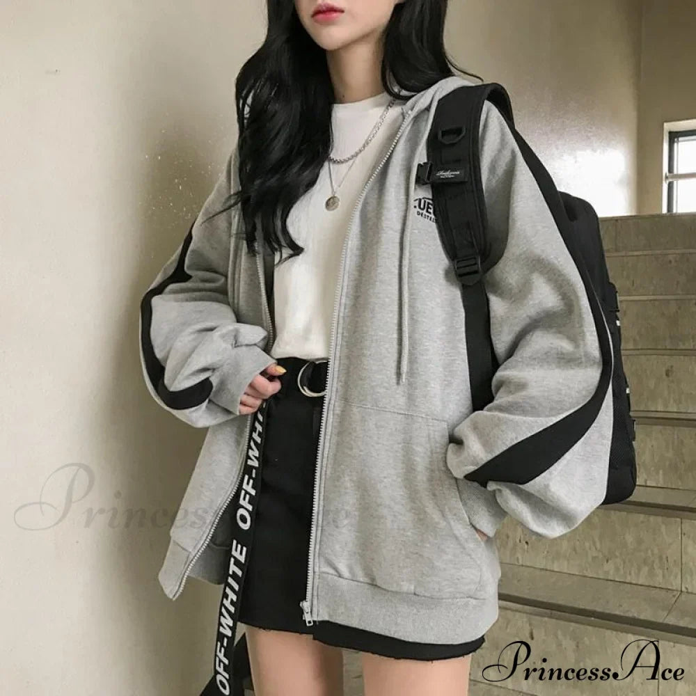 Harajuku Arm Long Hoodie Oversized - - Women's - Fit Loose - Boyfriend Style Street Casual Fleece Sweatshirt Material image 4