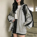 Harajuku Arm Long Hoodie Oversized - - Women's - Fit Loose - Boyfriend Style Street Casual Fleece Sweatshirt Material image 4