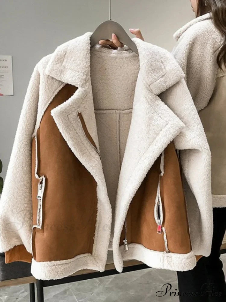 Harajuku Faux Leather Fur Patchwork Coat image 4