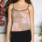 Harajuku Graphic Print Mesh Sheer Backless Aesthetic Spaghetti Strap Crop Top image 1