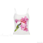 Harajuku Graphic Print Mesh Sheer Backless Aesthetic Spaghetti Strap Crop Top image 14