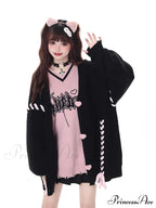 Heart Buttons Ribbion Charming Lace Up Cardigan image 11