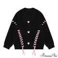 Heart Buttons Ribbion Charming Lace Up Cardigan image 4