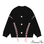 Heart Buttons Ribbion Charming Lace Up Cardigan image 4