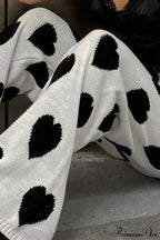 Heart Pattern Knit Wide Leg Pants image 3