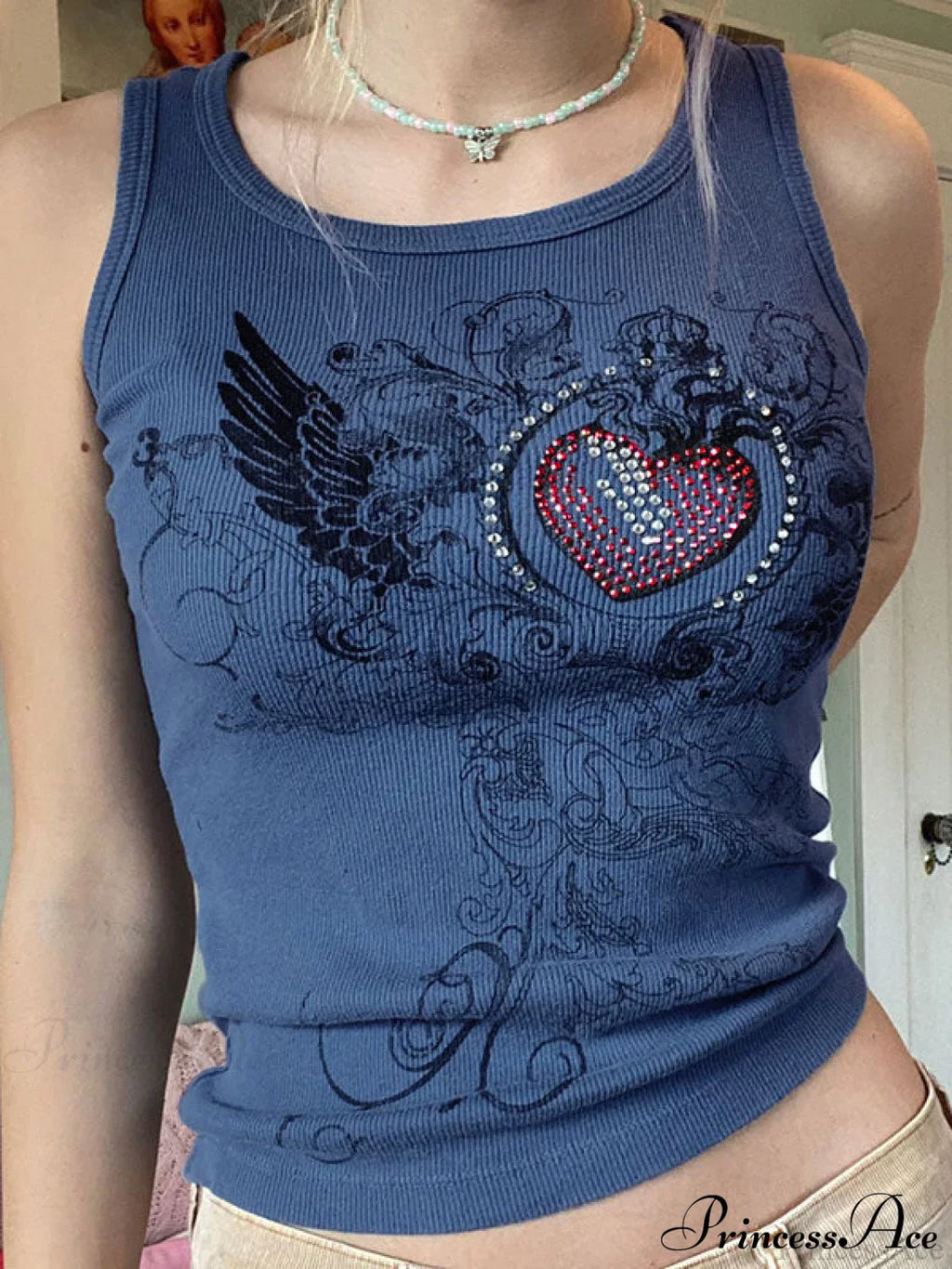 Heart Print Graceful White Crop Top image 8