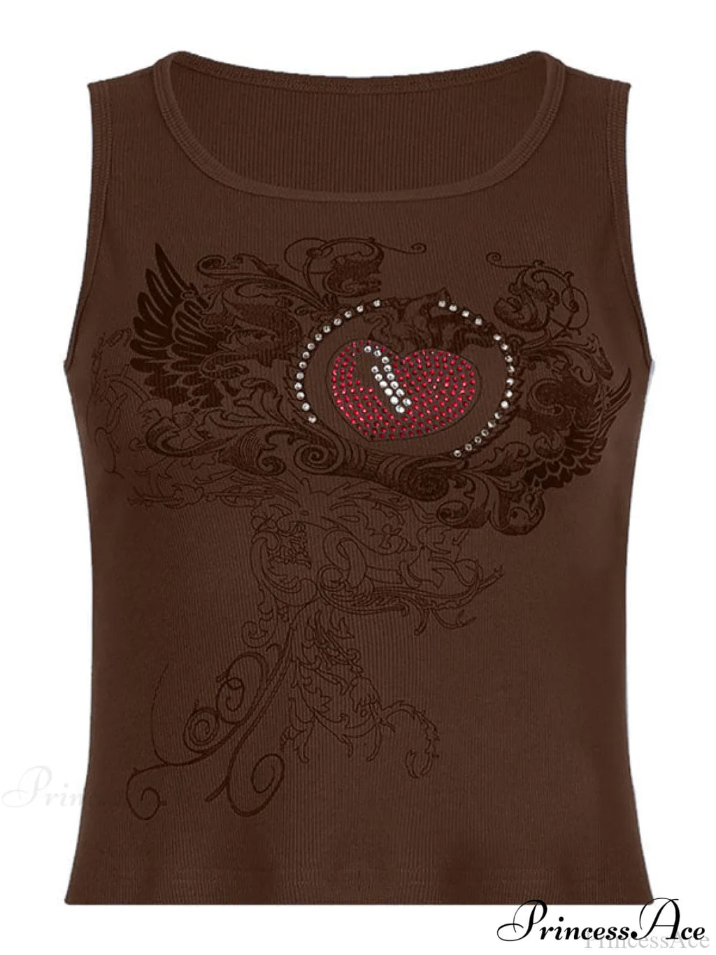 Heart Print Graceful White Crop Top image 7