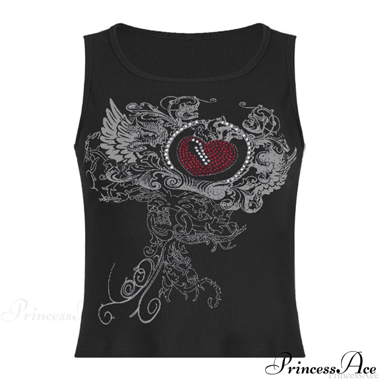 Heart Print Graceful White Crop Top image 4