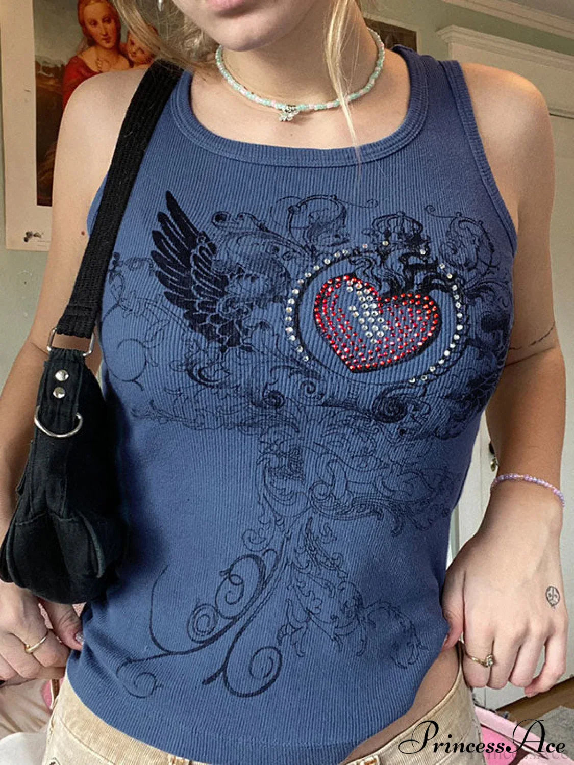 Heart Print Graceful White Crop Top image 9