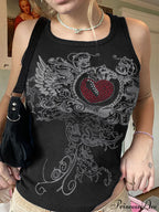 Heart Print Graceful White Crop Top image 2