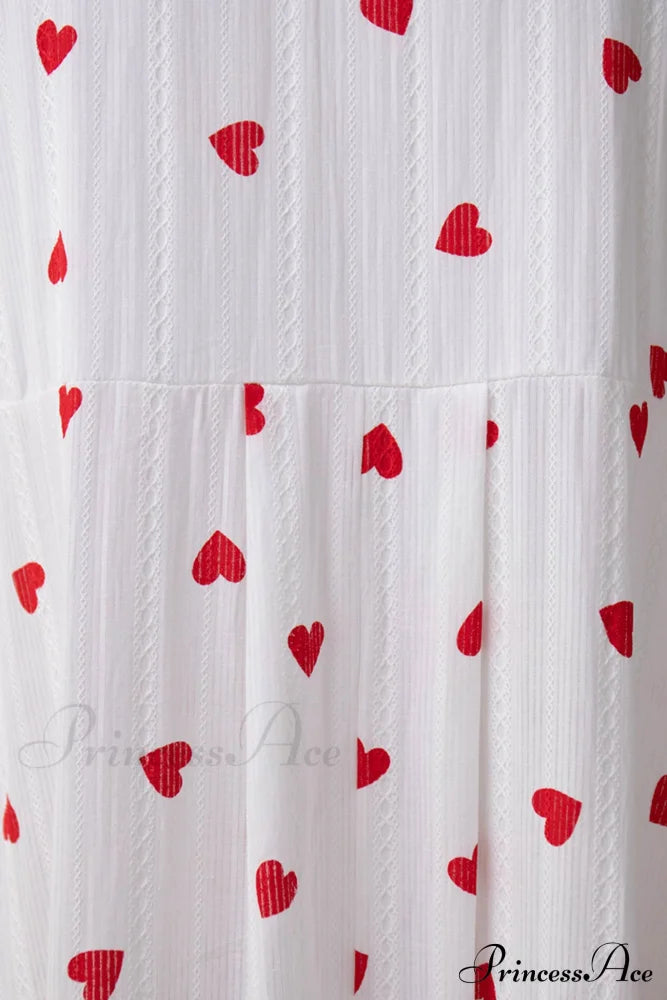 Heart Print Puff Sleeve Cotton Dress image 7