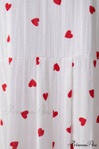 Heart Print Puff Sleeve Cotton Dress image 7