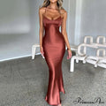 Heidi Formal Stylish Satin Lattice Dress image 1