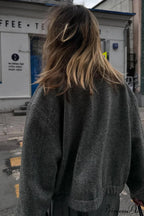Herringbone Stand Collar Zip Pocket Coat image 3