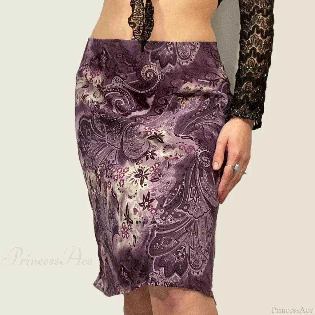 HEYounGIRL Vintage Mesh Purple Skirt Low Waist Aesthetic Outfits image 2