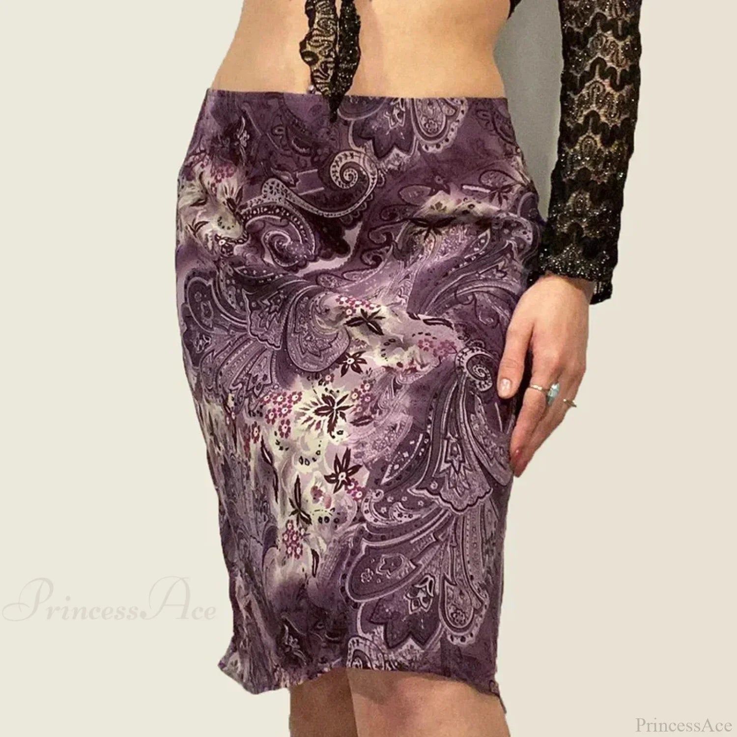 HEYounGIRL Vintage Mesh Purple Skirt Low Waist Aesthetic Outfits image 2