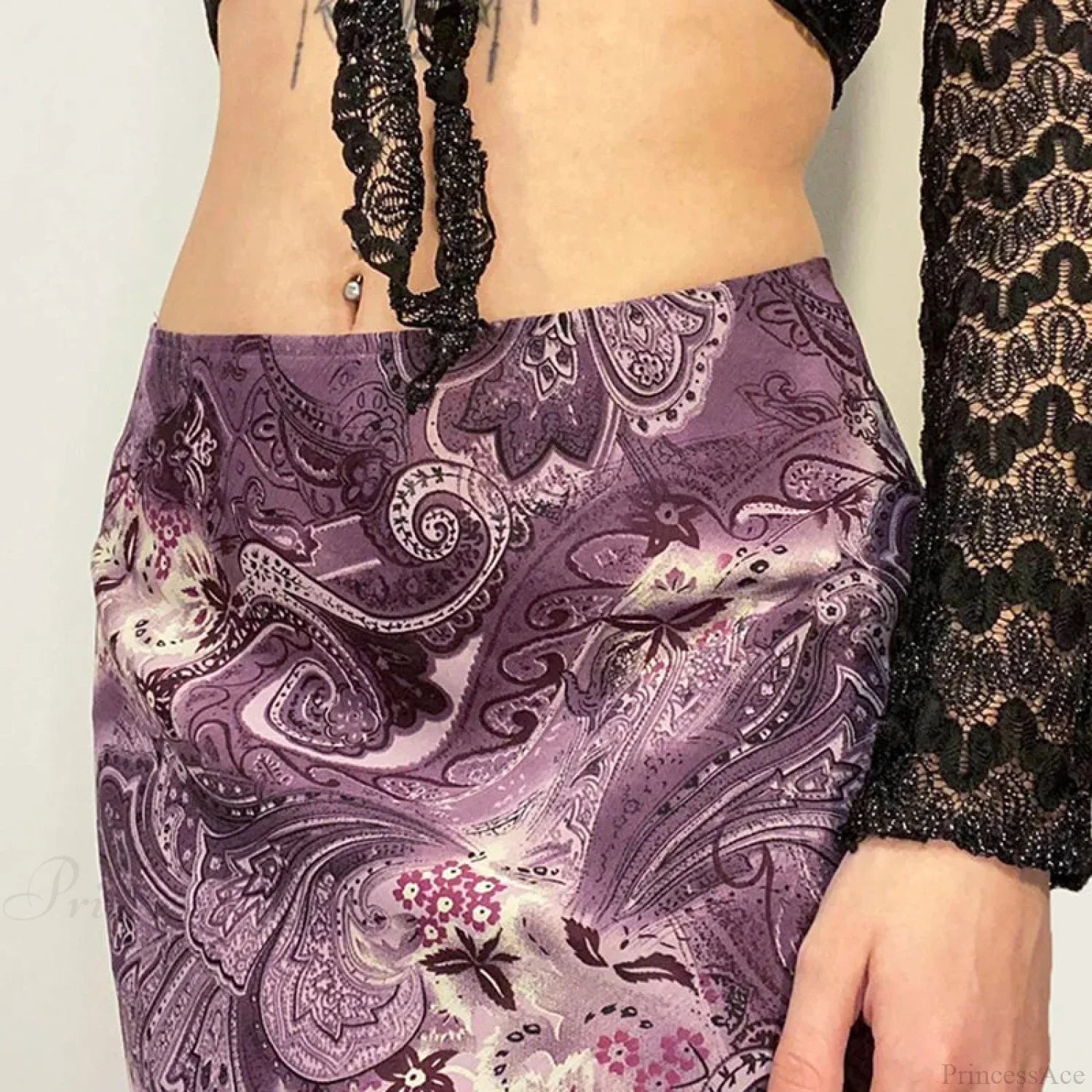 HEYounGIRL Vintage Mesh Purple Skirt Low Waist Aesthetic Outfits image 4