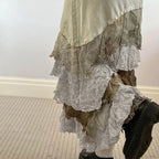 HEYounGIRL Y2K Aesthetic Lace Tiered Irregular Skirt Mori Girl image 3