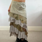 HEYounGIRL Y2K Aesthetic Lace Tiered Irregular Skirt Mori Girl image 1