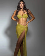 High Fork Skirt Shell Bikini Three Piece Swimsuit image 4