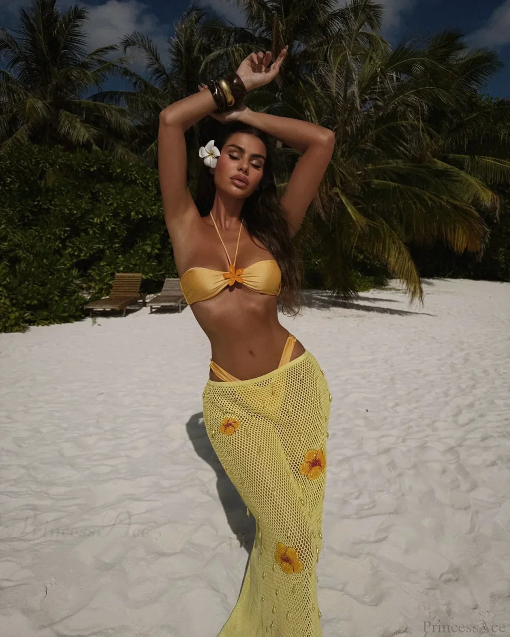 High Leg Bikini with Skirt Three Piece Swimsuit image 1