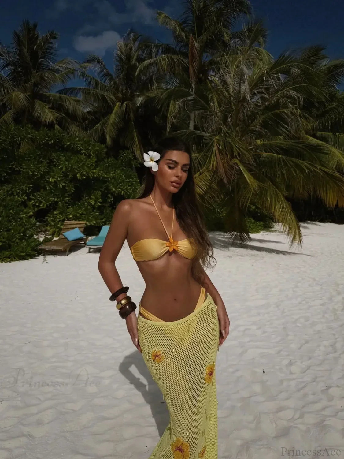High Leg Bikini with Skirt Three Piece Swimsuit image 3