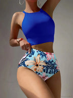 High Neck Floral Swim Two Piece Set image 5