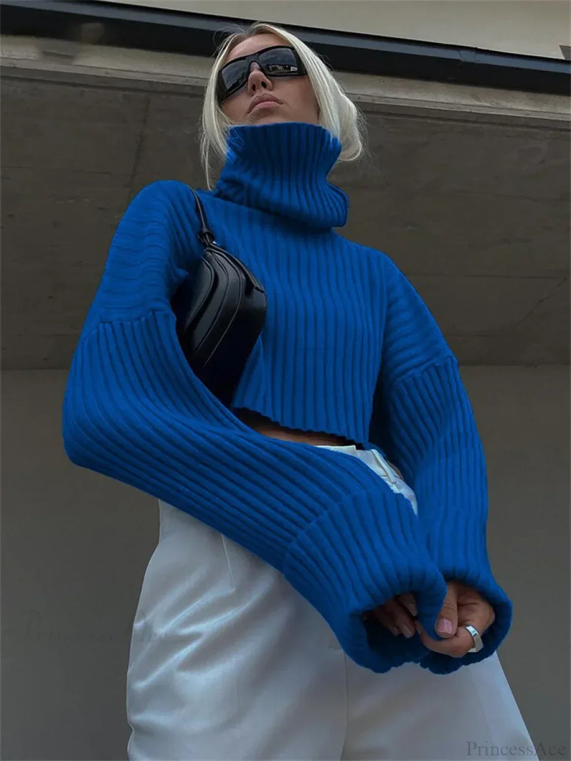 High Neck Ribbed Cropped Sweater image 10