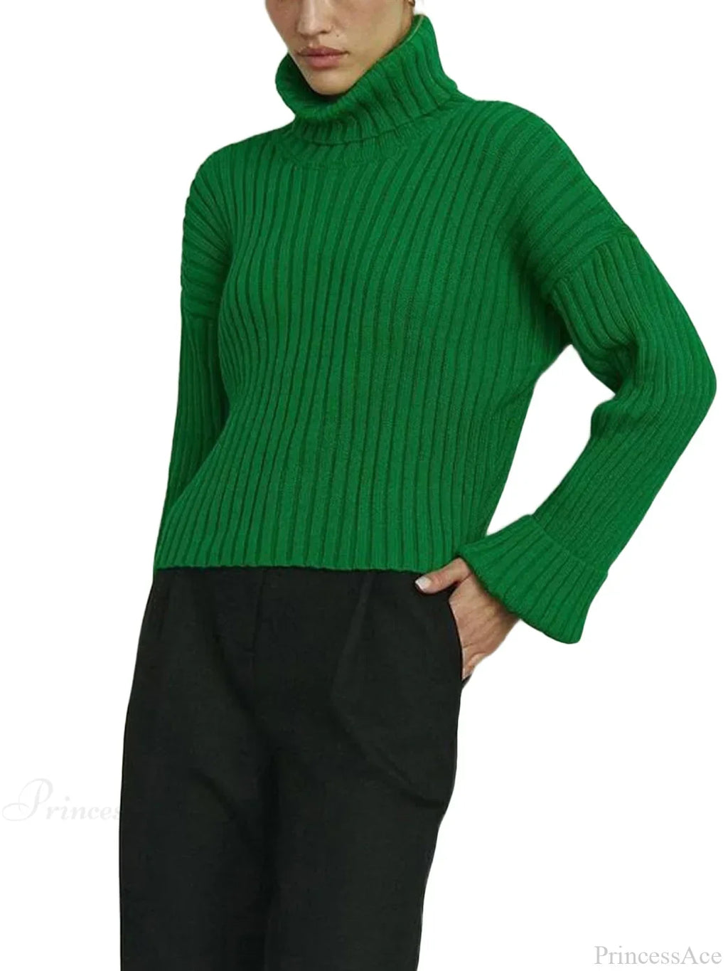 High Neck Ribbed Cropped Sweater image 7