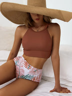 High Neck Solid Print Two Piece Set image 1
