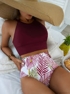 High Neck Solid Print Two Piece Set image 3