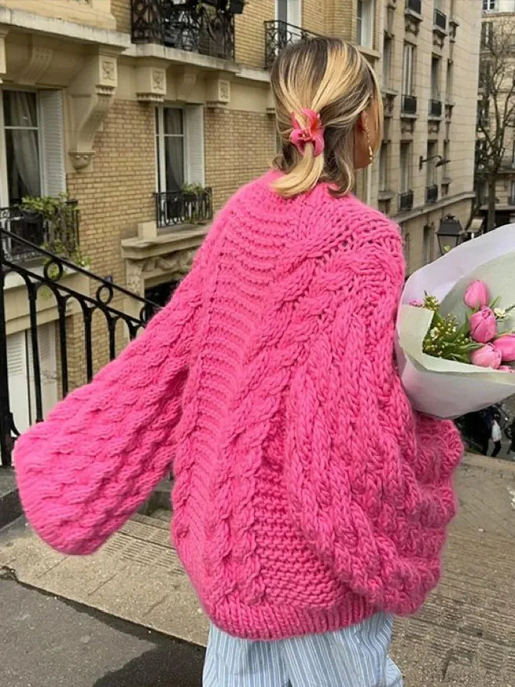 High Neck Wide Long Sleeve Loose Sweater image 6